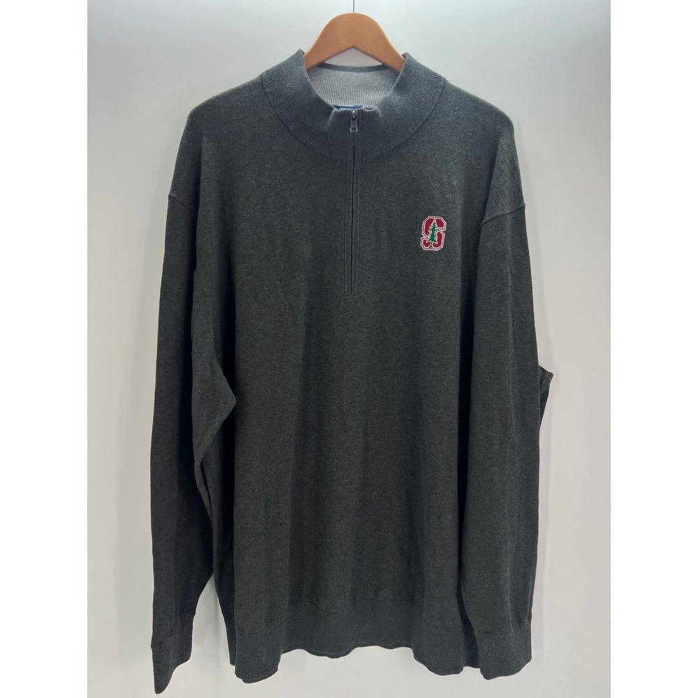 Cutter & Buck‎ Stanford Cardinal Mens 3XB Gray 1/4 Zip Pullover Sweater Knit Big